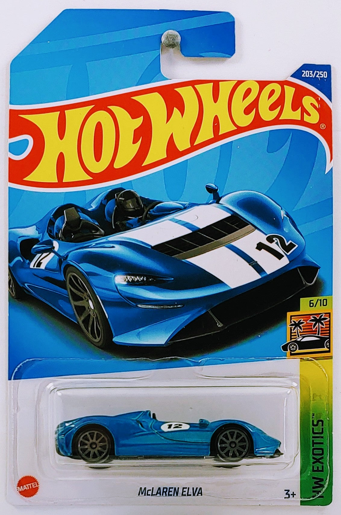 Hot Wheels 2022 - Collector # 203/250 - HW Exotics 6/10 - New Models - McLaren Elva - Blue / #12 - IC
