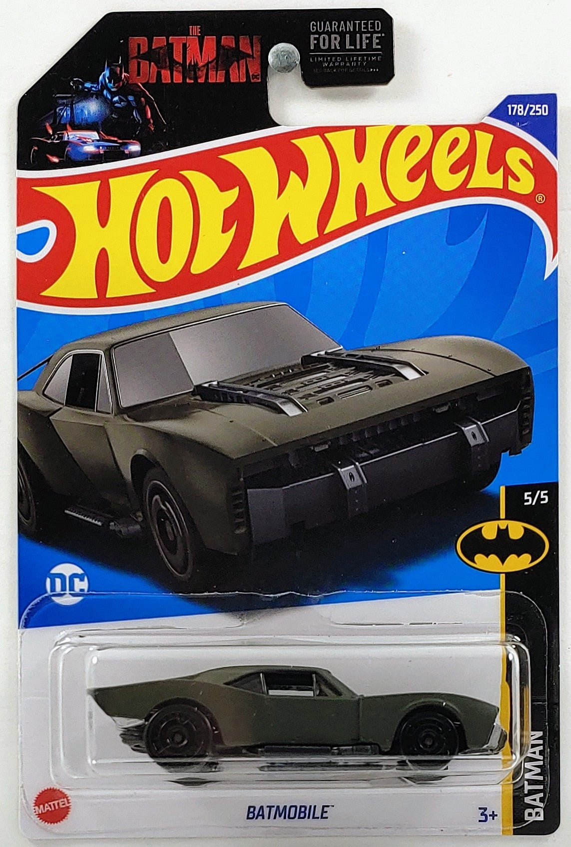 Hot Wheels 2022 - Collector # 178/250 - Batman 5/5 - Batmobile - Matte Dark Green - USA