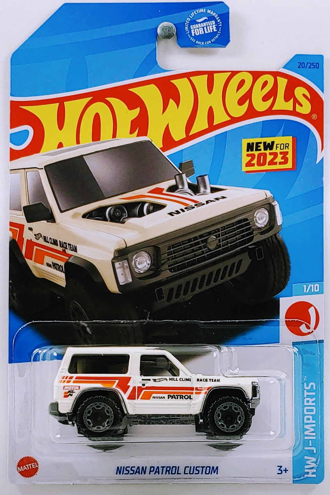 Hot Wheels 2023 - Collector # 020/250 - HW J-Imports 1/10 - New Models - Nissan Patrol Custom - Off-White - 'Hill Climb Race Team'/Grey BLOR - USA