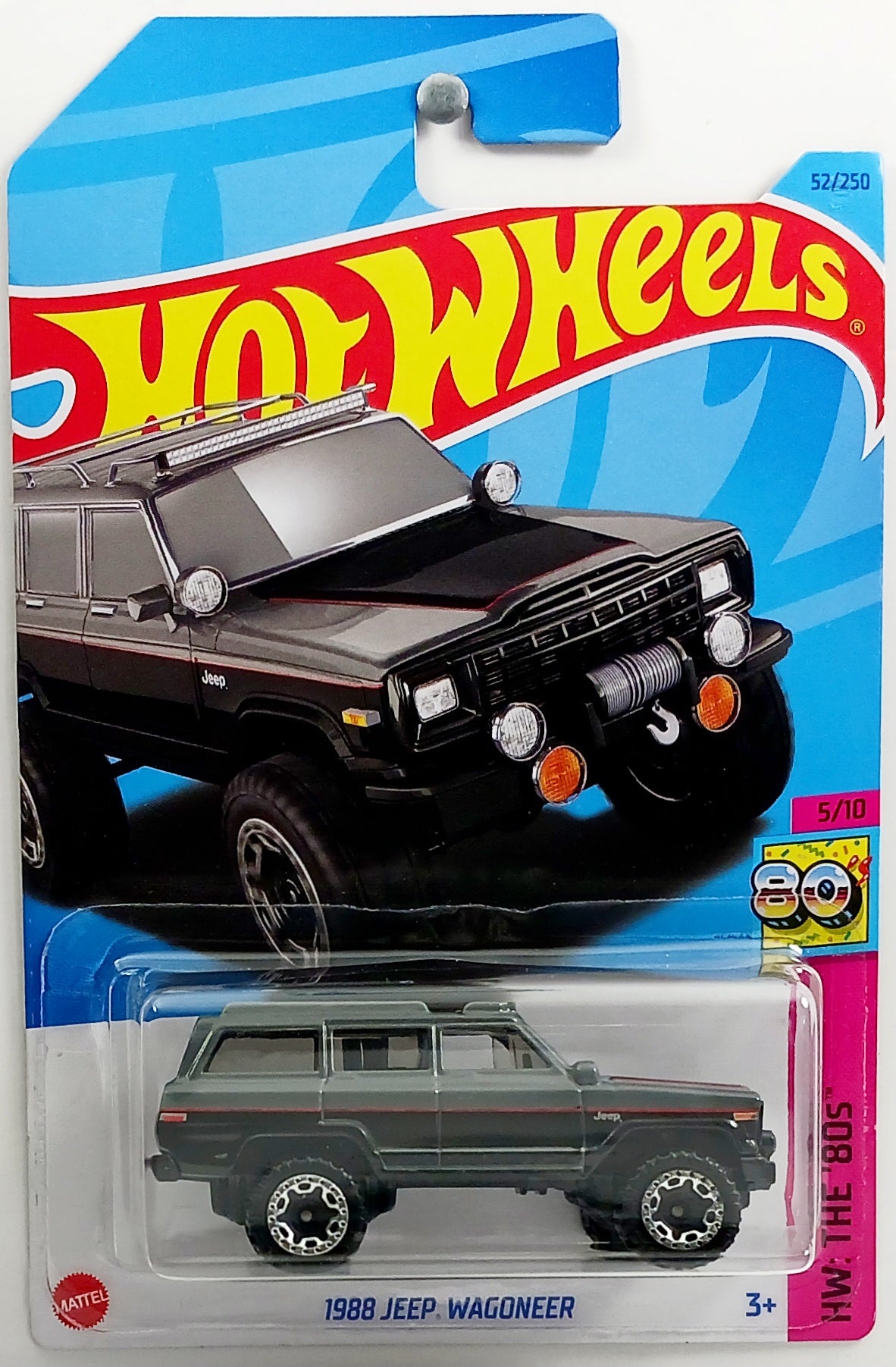 Hot Wheels 2023 - Collector # 052/250 - HW The 80s 5/10 - 1988 Jeep Wagoneer - Gray - IC
