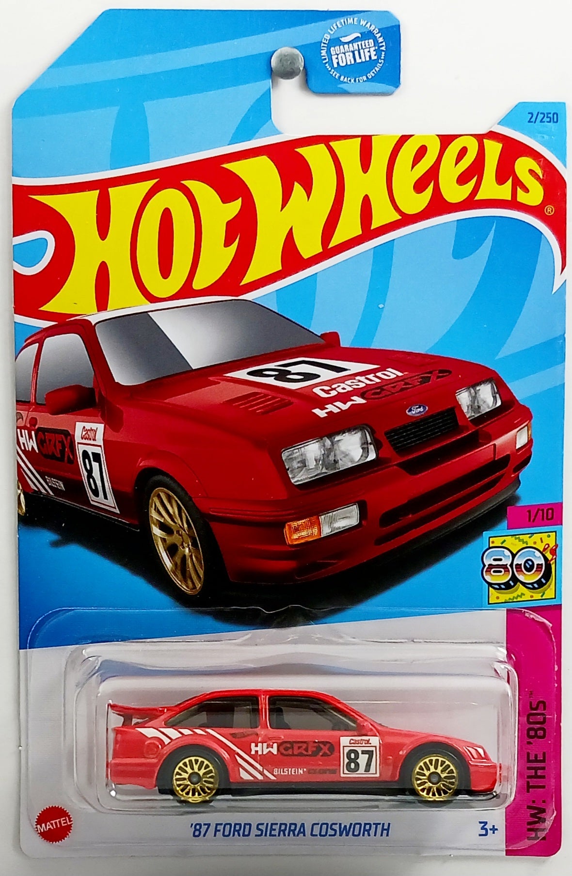 Hot Wheels 2023 - Collector # 002/250 - HW: The '80s - '87 Ford Sierra Cosworth - Red / #87 - USA