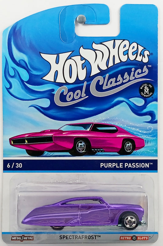 Hot Wheels 2014 - Cool Classics Series 06/30 - Purple Passion - Spectrafrost Purple - Metal/Metal & Retro Slots - Pink Car Card