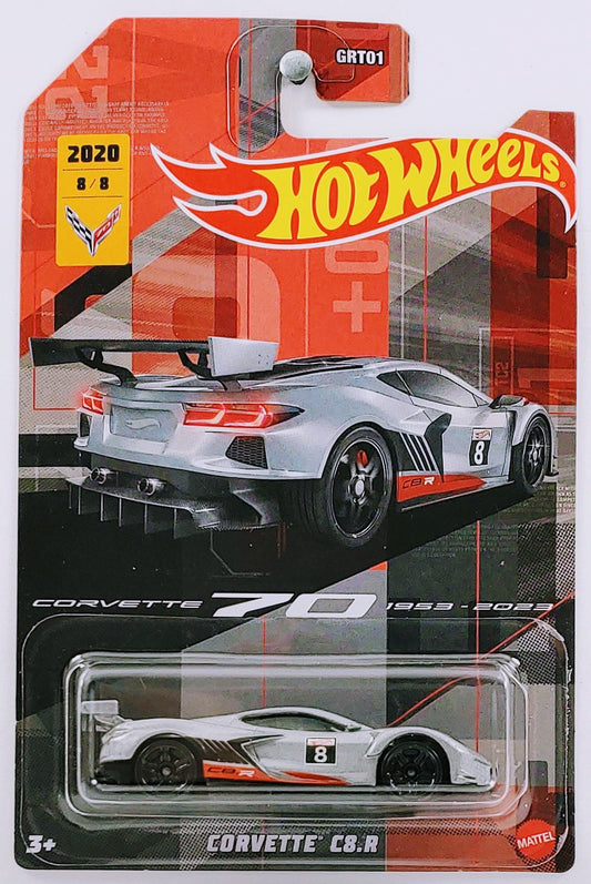 Hot Wheels 2023 - Corvette 70th Anniversary Series 8/8 - Corvette C8.R - Silver / #8 - PR5 Wheels - Walmart Exclusives