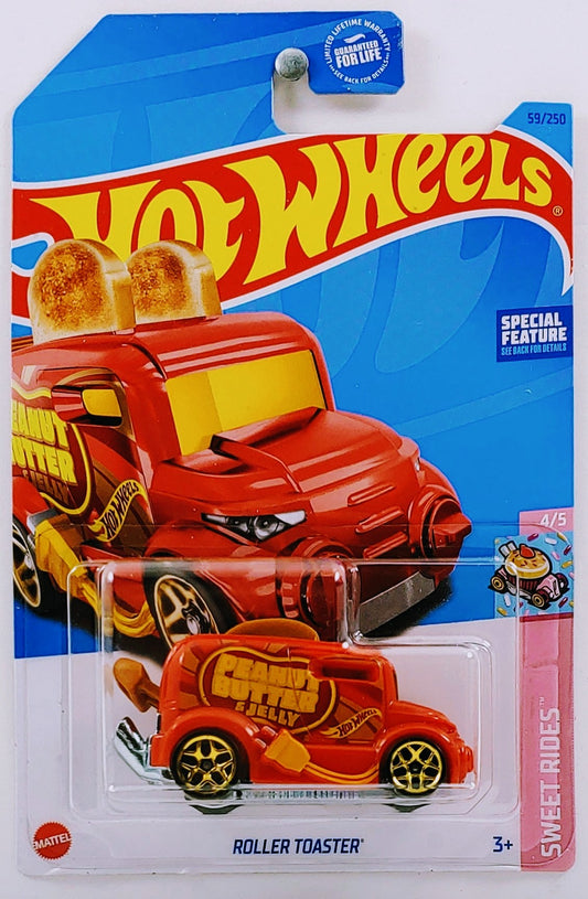 Hot Wheels 2023 - Collector # 059/250 - Sweet Rides 4/5 - Roller Toaster - Red / Peanut Butter & Jelly - USA