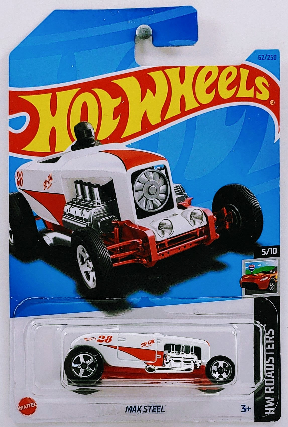 Hot Wheels 2023 - Collector # 062/250 - HW Roadsters 5/10 - Max Steel - White / SoCal - IC