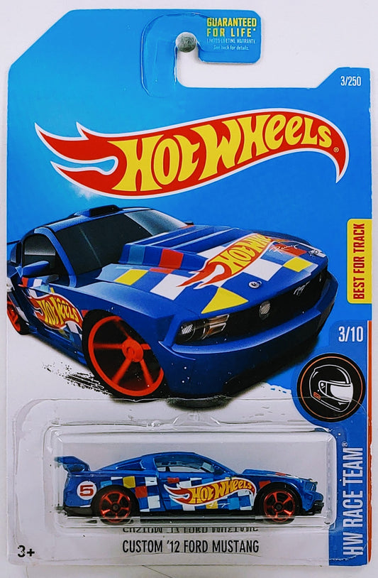 Hot Wheels 2016 - Collector # 003/250 - HW Race Team 3/10 - Custom '12 Ford Mustang - Blue - USA