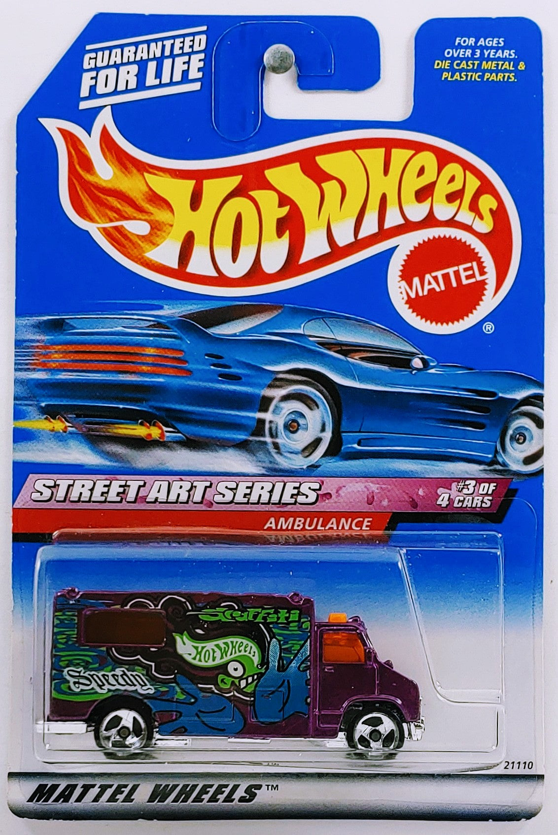 Hot Wheels 1999 - Collector # 951 - Street Art Series 3/4 - Ambulance - Purple / Speedy Graffiti - 3 Spokes - USA