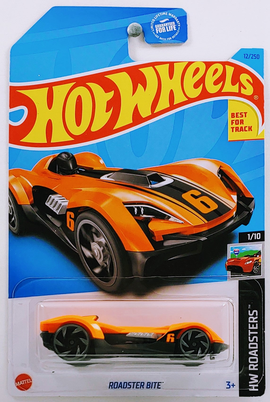 Hot Wheels 2023 - Collector # 012/250 - HW Roadsters 1/10 - Roadster Bite - Bright Orange - USA