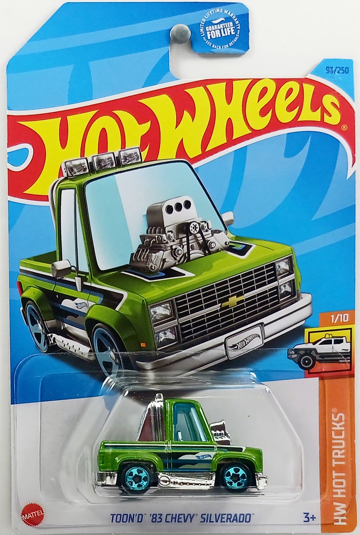 Hot Wheels 2023 - Collector # 093/250 - HW Hot Trucks 1/10 - Toon'd '83 Chevy Silverado - Green - USA