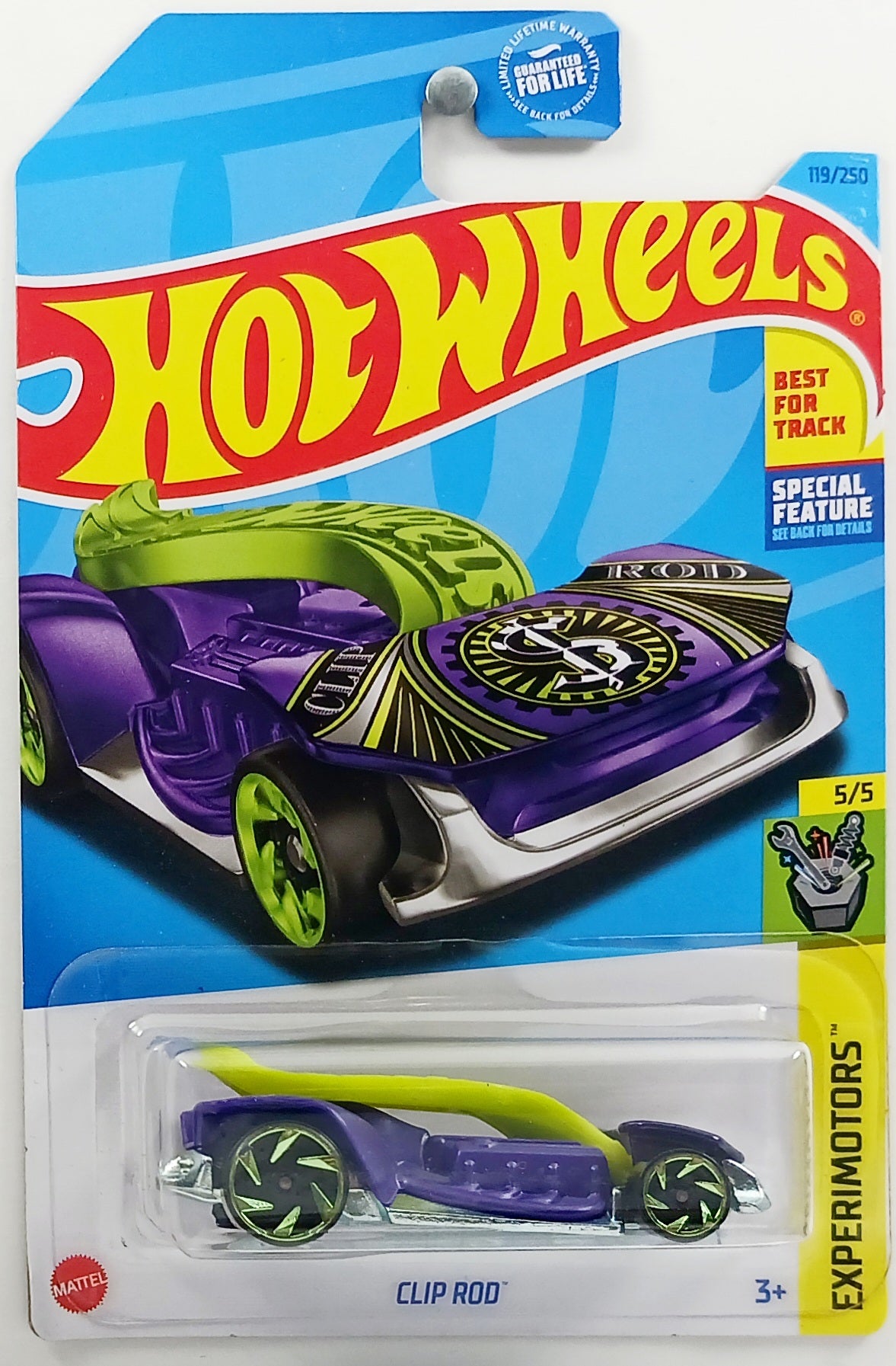 Hot Wheels 2023 - Collector # 119/250 - Experimotors 5/5 - Clip Rod - Purple - USA
