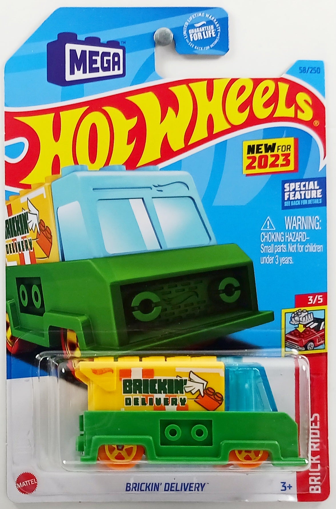 Hot Wheels 2023 - Collector # 058/250 - Brick Rides 03/05 - New Models - Brickin' Delivery - Green & Yellow / Legos - USA