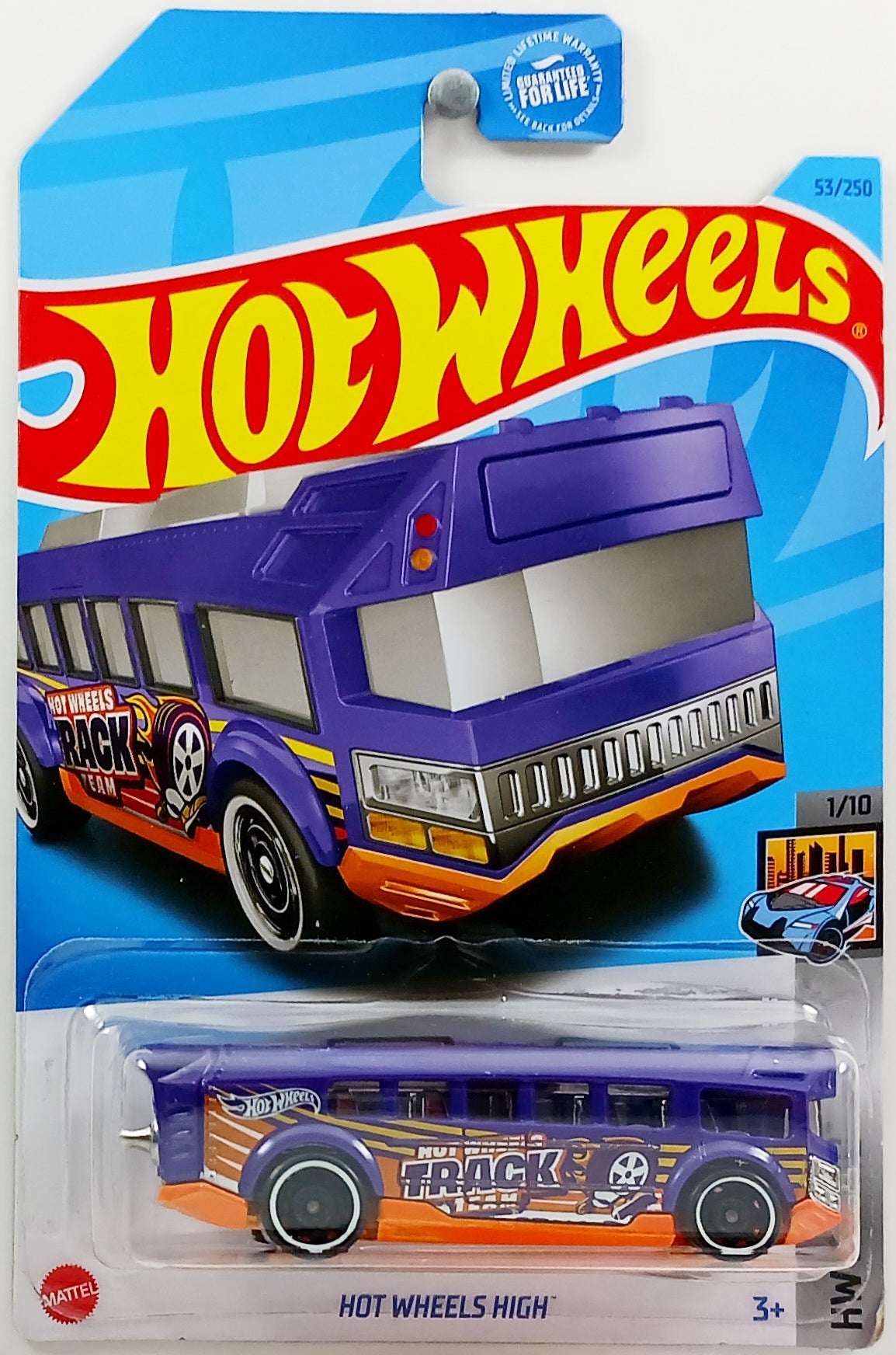 Hot Wheels 2023 - Collector # 053/250 - HW Metro 1/10 - Hot Wheels High (Bus) - Purple / Track Team - USA
