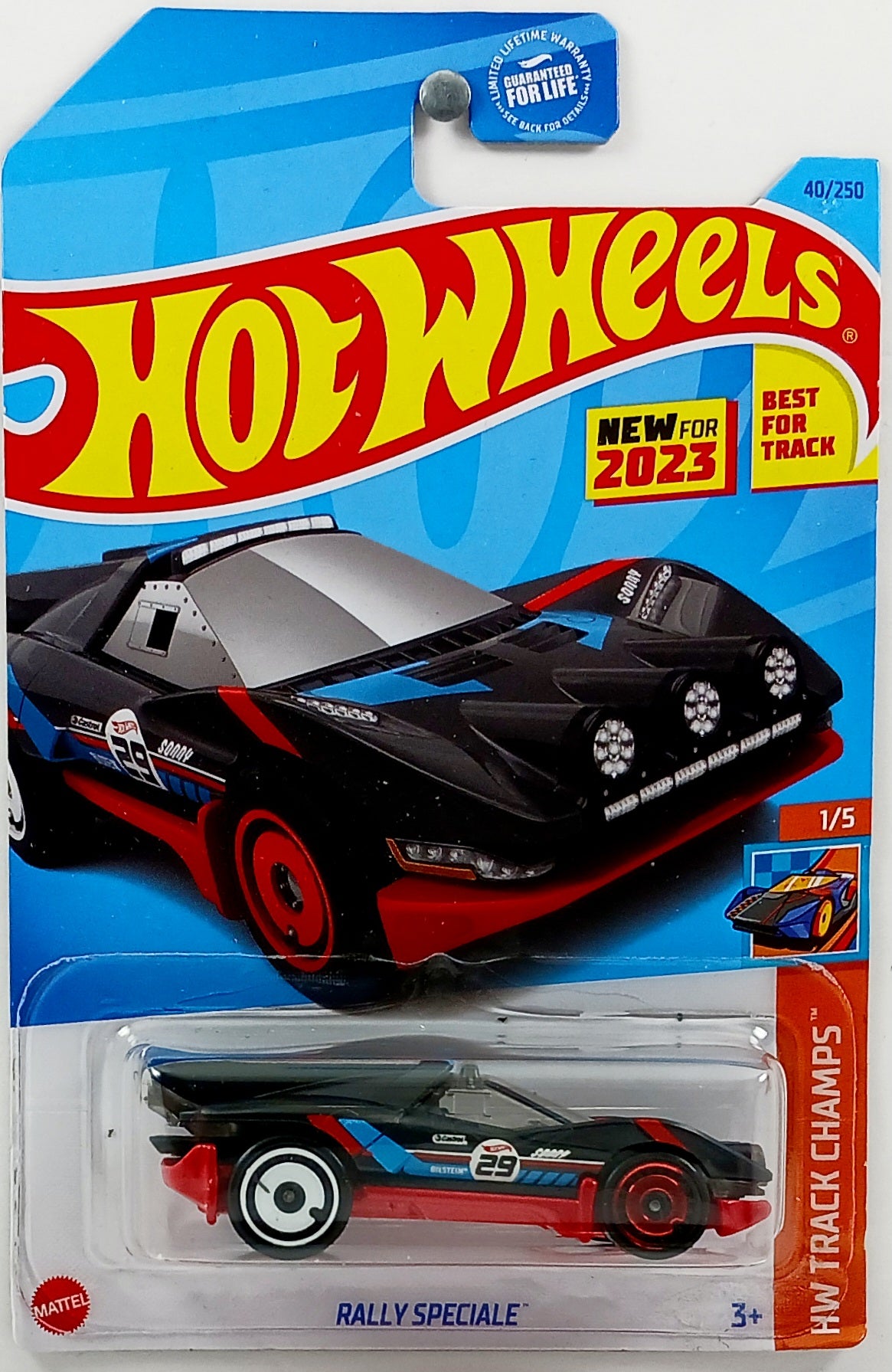 Hot Wheels 2023 - Collector # 040/250 - HW Track Champs 1/5 - New Models - Rally Speciale - Black / #39 - USA