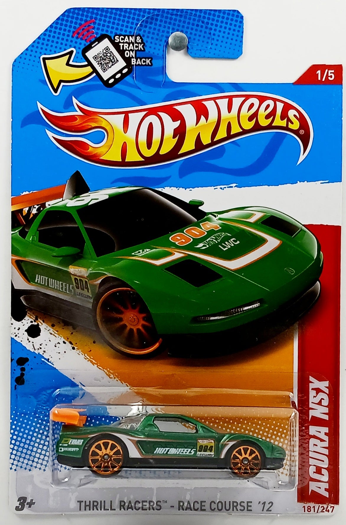 Hot Wheels 2012 - Collector # 181/247 - Thrill Racers / Race Course 1/5 - Acura NSX - Green - USA
