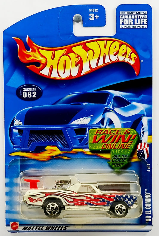 Hot Wheels 2002 - Collector # 082/240 - Star-Spangled Series 4/4 - '68 El Camino - White / Red & Blue Flames - USA 'RW'