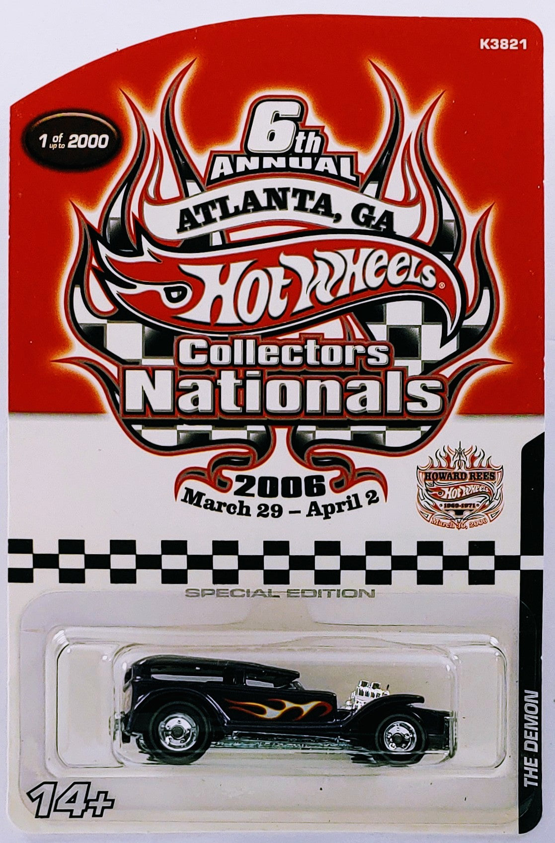 Hot Wheels 2006 - 6th Annual Collectors Nationals / Alanta, GA / Dinner Car - The Demon - Metalflake Purple with Flames - Metal/Metal & Real Riders - Limited to 2,000 - Kar Keeper