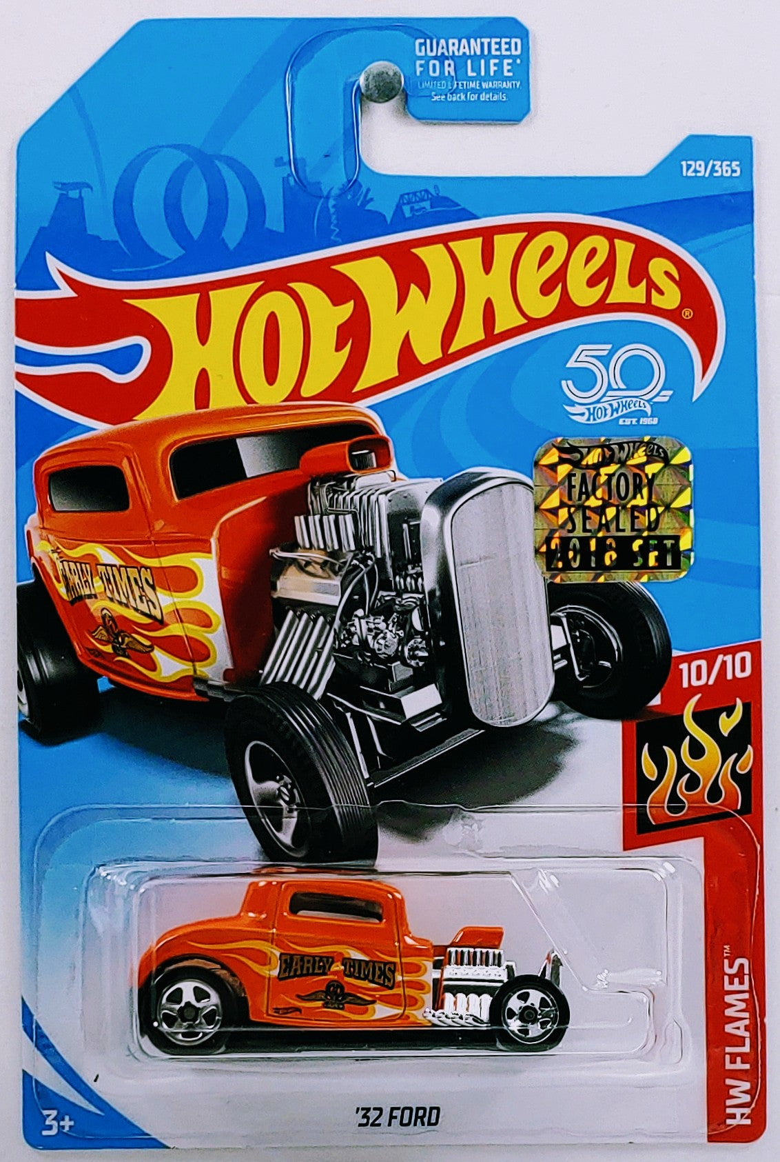 Hot Wheels 2018 - Collector # 129/365 - HW Flames 10/10 - '32 Ford - Orange - FSC