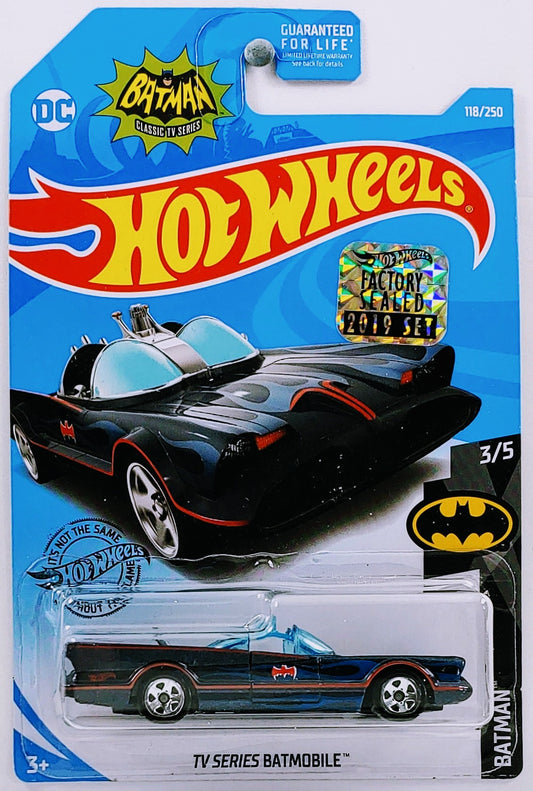 Hot Wheels 2019 - Collector # 118/250 - Batman 3/5 - TV Series Batmobile - Midnight Blue with Flames - FSC