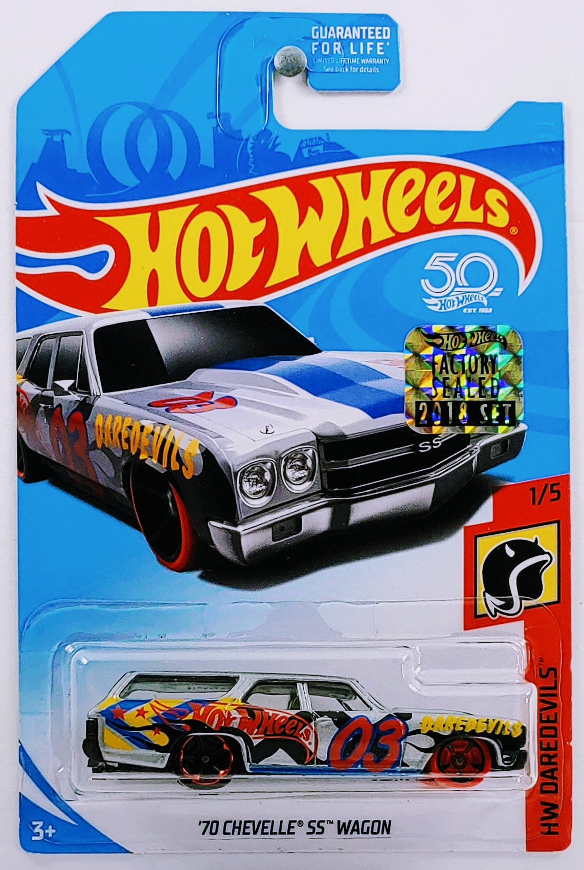 Hot Wheels 2018 - Collector # XXX/365 - HW Daredevils 1/5 - '70 Chevelle SS Wagon - Gray - FSC