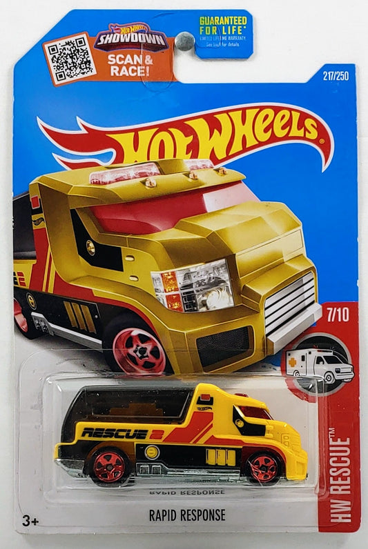 Hot Wheels 2016 - Collector # 217/250 - HW Rescue 7/10 - Rapid Response - Yellow / Rescue 2 - USA