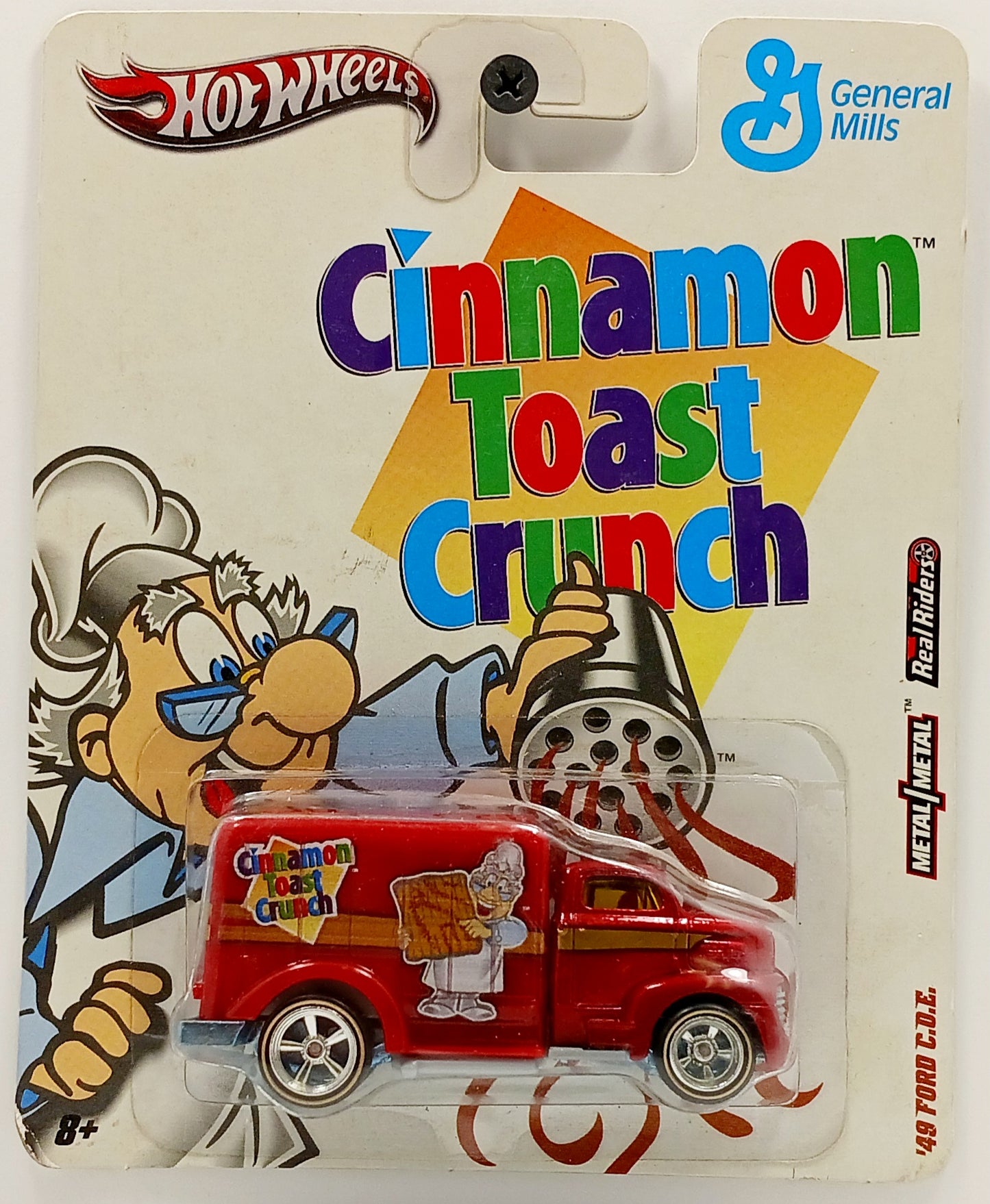 Hot Wheels 2011 - Nostalgia / Pop Culture / General Mills - '49 Ford C.O.E. - Red - Cinnamon Toast Crunch - Metal/Metal & Real Riders