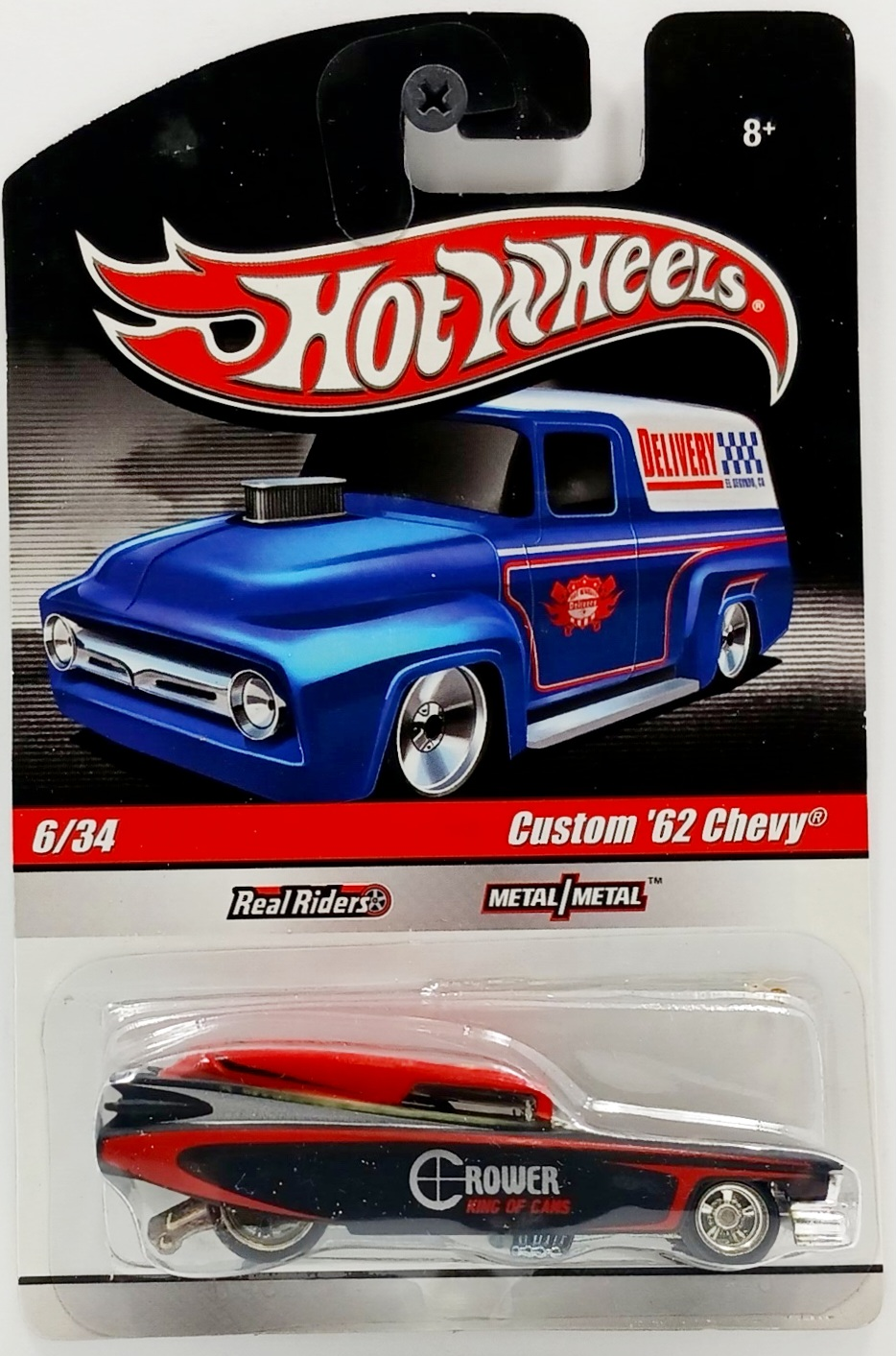 Hot Wheels 2010 - Delivery / Slick Rides 7/34 - '59 Cadillac Funny Car - Green & Silver / Crower Cams - Metal/Metal & Real Riders