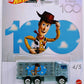 Hot Wheels 2023 - Premium / Disney 100 4/5 - HiWay Hauler - Light Metallic Blue / Woody from 'Toy Story' - Metal/Metal & Real Riders