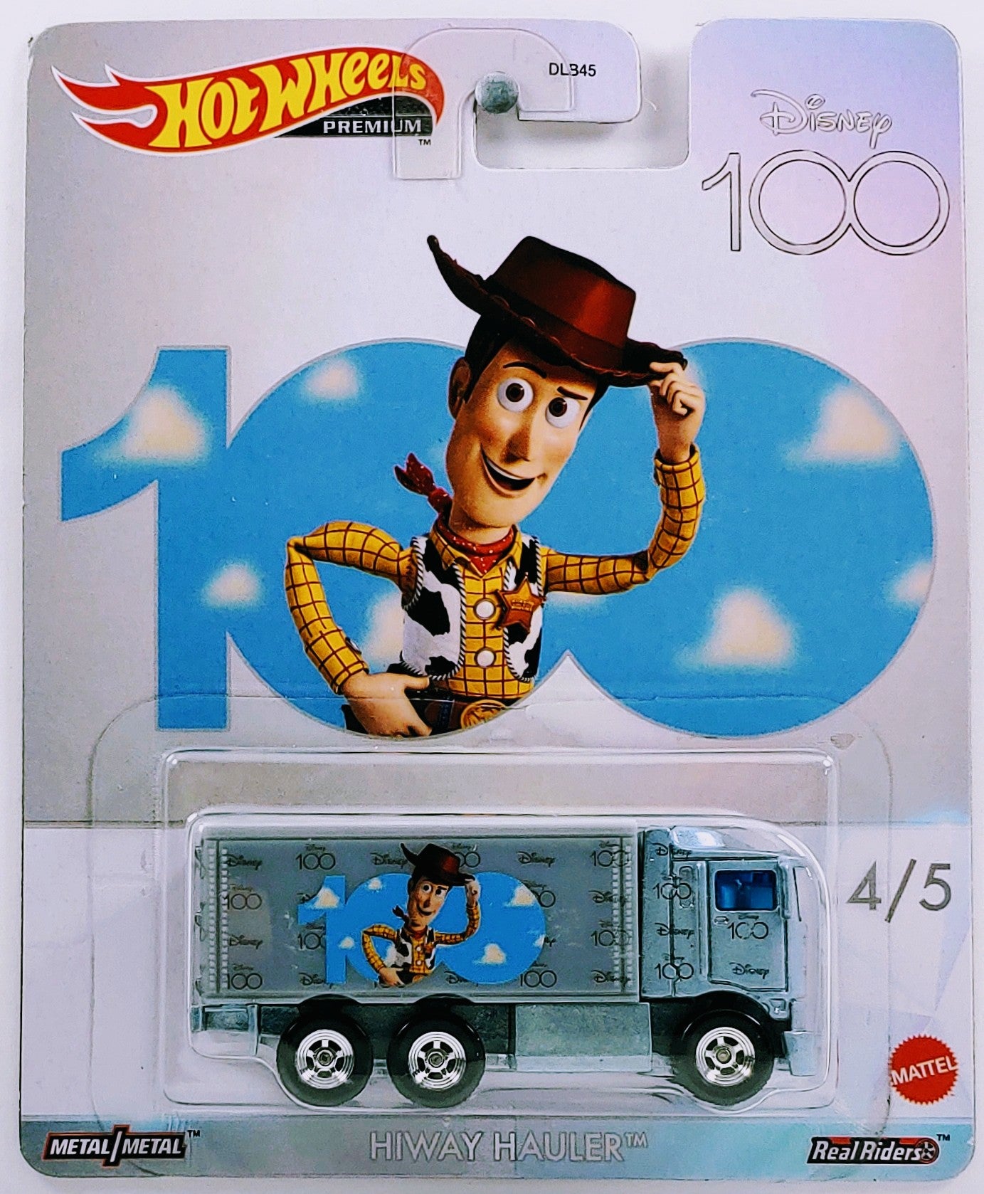 Hot Wheels 2023 - Premium / Disney 100 4/5 - HiWay Hauler - Light Metallic Blue / Woody from 'Toy Story' - Metal/Metal & Real Riders