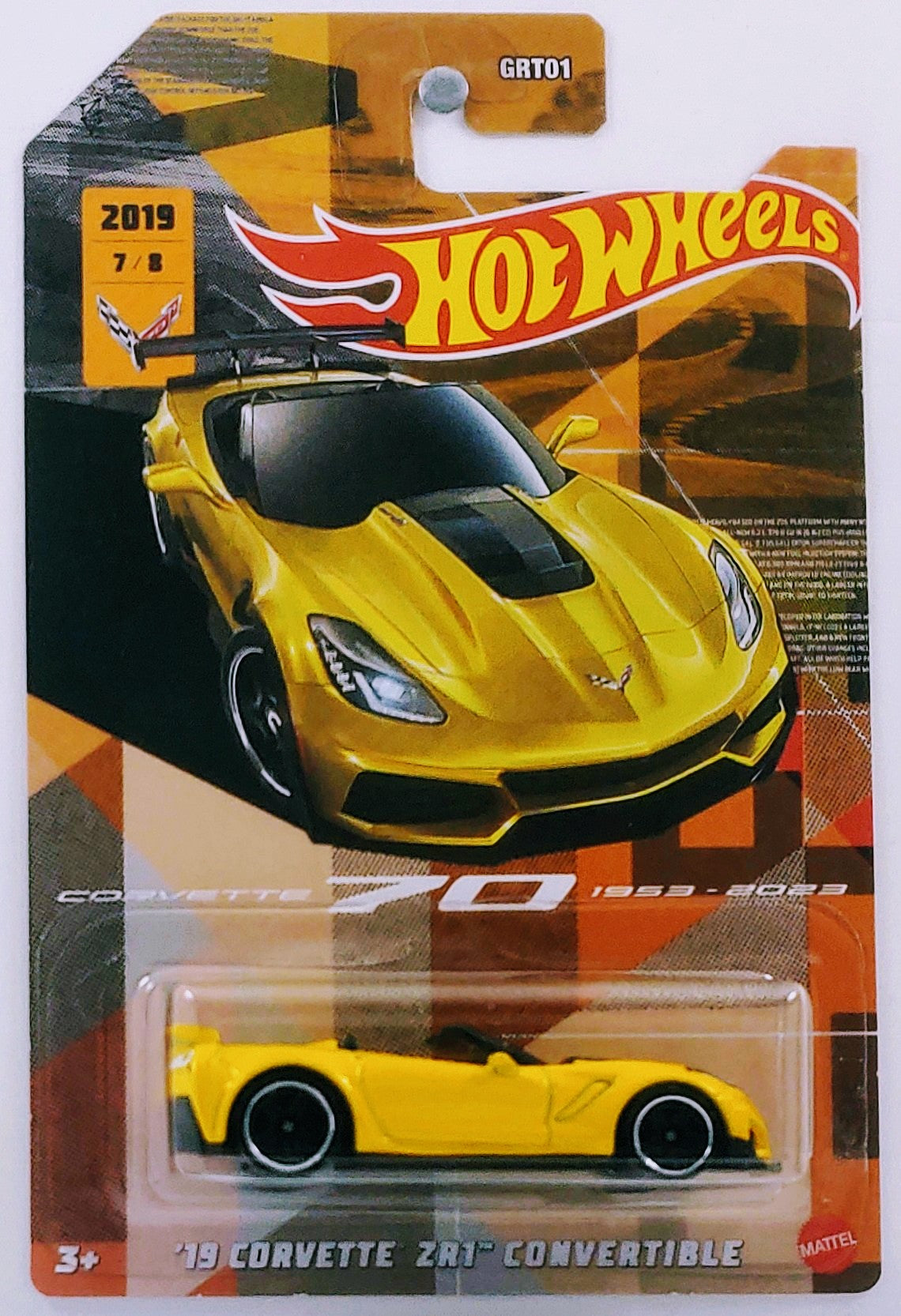 Hot Wheels 2023 - Corvette 70th Anniversary Series 7/8 - '19 Corvette ZR1 Convertible - Yellow - PR5 Wheels - Walmart Exclusives