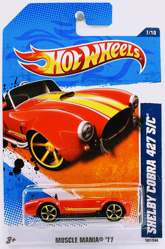 Hot Wheels 2011 - Collector # 107/244 - Muscle Mania 7/10 - Shelby Cobra 427 S/C - Red - MC5 Wheels - USA