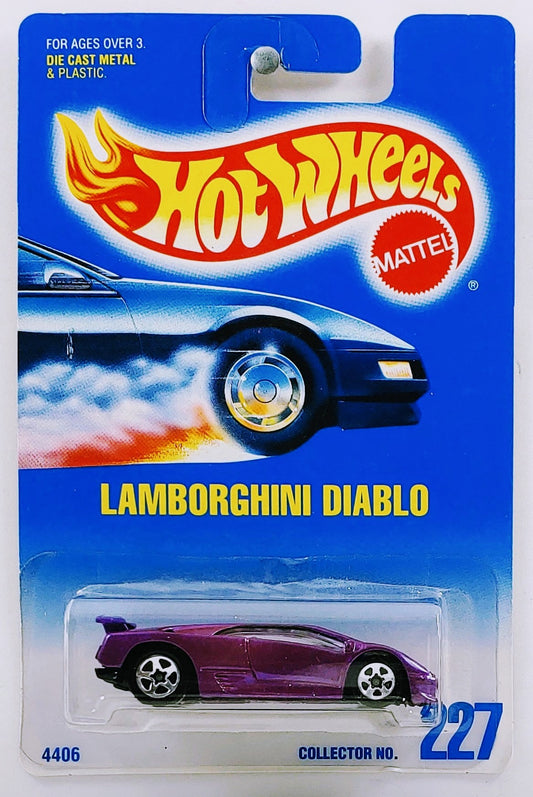 Hot Wheels 1997 - Collector # 227 - Lamborghini Diablo - Pearl Metallic Purple - 5 Spokes - USA