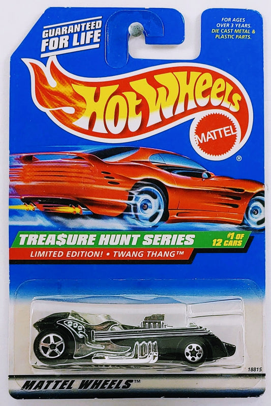 Hot Wheels 1998 - Collector # 749 - Treasure Hunt Series 1/12 - Twang Thang (Guiitar Car) - Black with Chrome Guitars - 5 Spoke Wheels - USA