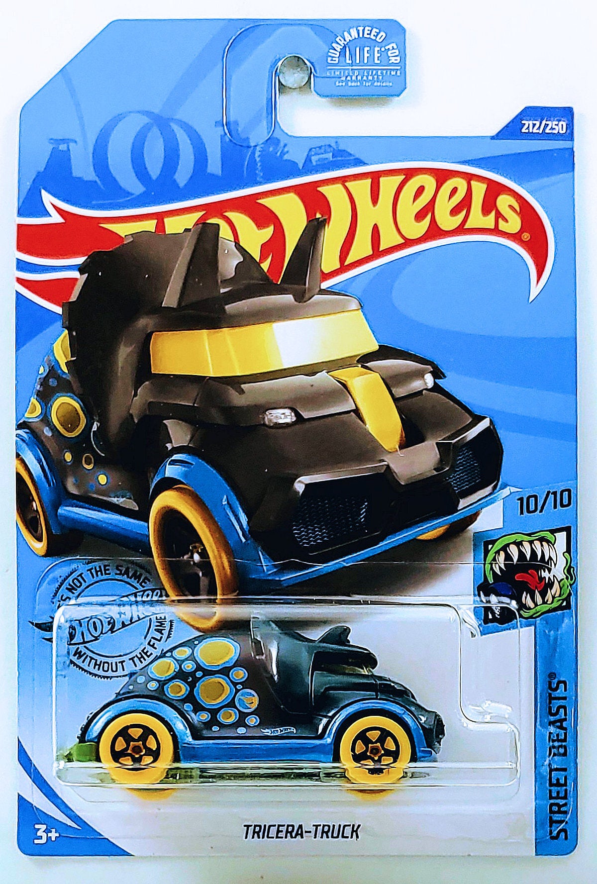 Hot Wheels 2020 - Collector # 212/250 - Street Beasts 10/10 - Treasure Hunts - Tricera-Truck - Dark Gray - USA