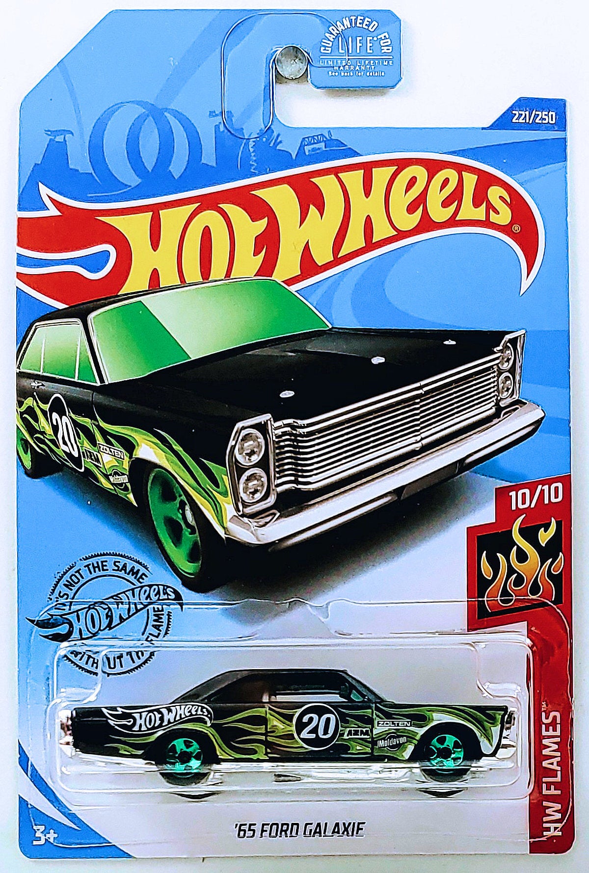 Hot Wheels 2020 - Collector # 221/250 - HW Flames 10/10 - '65 Ford Galaxie - Black / # 20