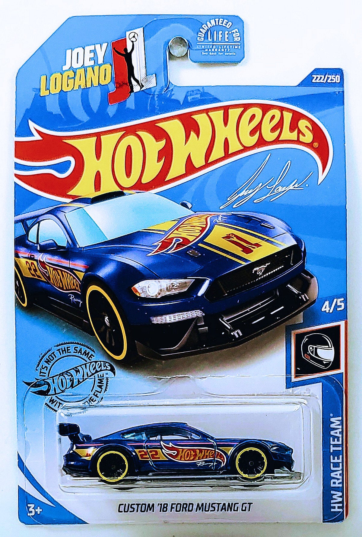 Hot Wheels 2020 - Collector # 222/250 - HW Race Team 4/5 - Custom '18 Ford Mustang GT - Blue / Joey Logano - USA