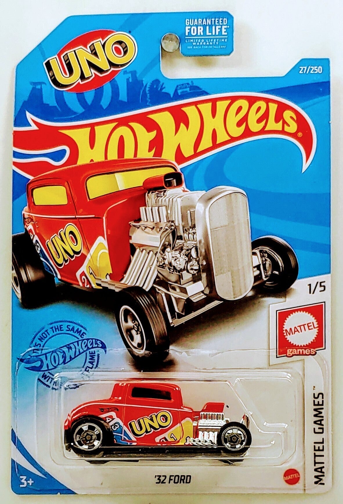 Hot Wheels 2021 - Collector # 027/250 - Mattel Games 1/5 - '32 Ford - Red / UNO