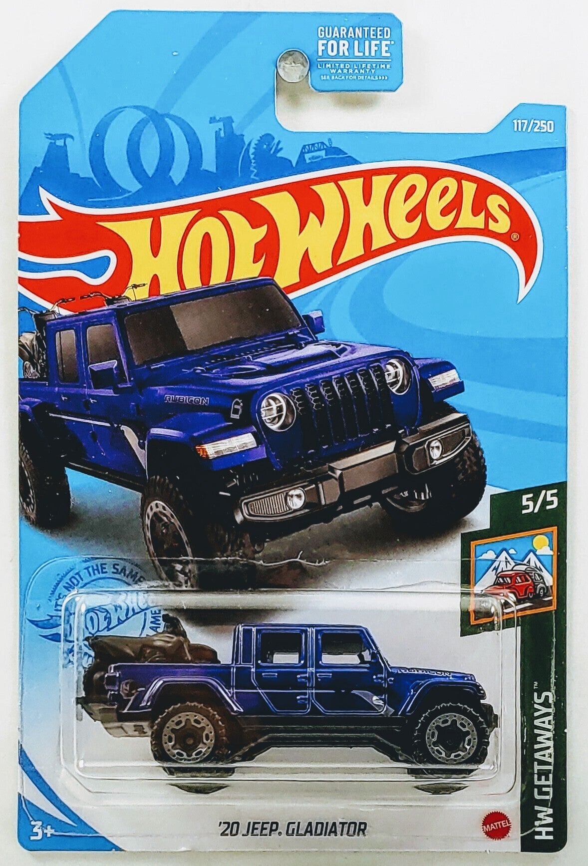 Hot Wheels 2021 - Collector # 117/250 - HW Getaways 5/5 - '20 Jeep Gladiator - Dark Blue - USA Card