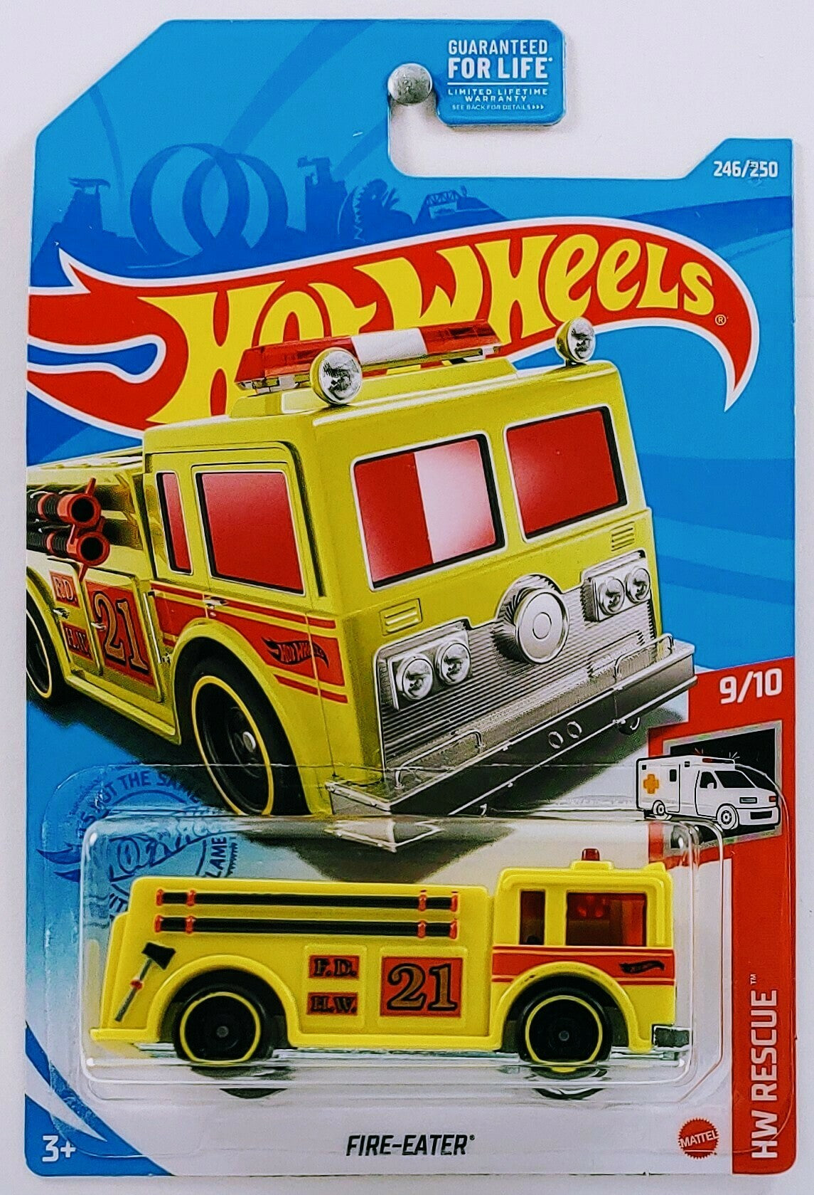 Hot Wheels 2021 - Collector # 246/250 - HW Rescue 09/10 - Fire-Eater (Pumper) - Yellow - USA