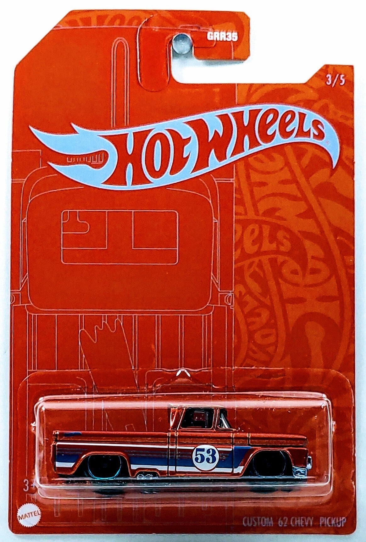 Hot Wheels 2021 - 53rd Anniversary / Orange and Blue 3/5 - Custom '62 Chevy Pickup - IC