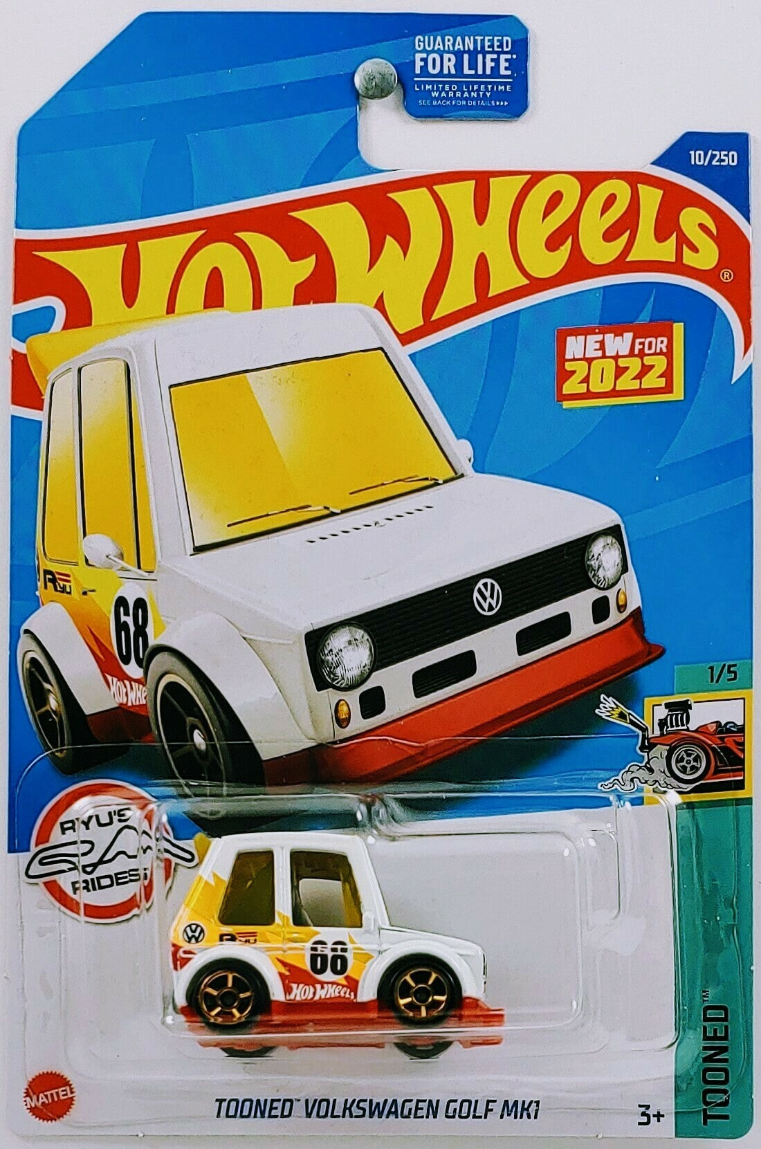 Hot Wheels 2022 - Collector # 010/250 - Tooned 1/5 - Tooned Volkswagen Golf MK1 - White - USA