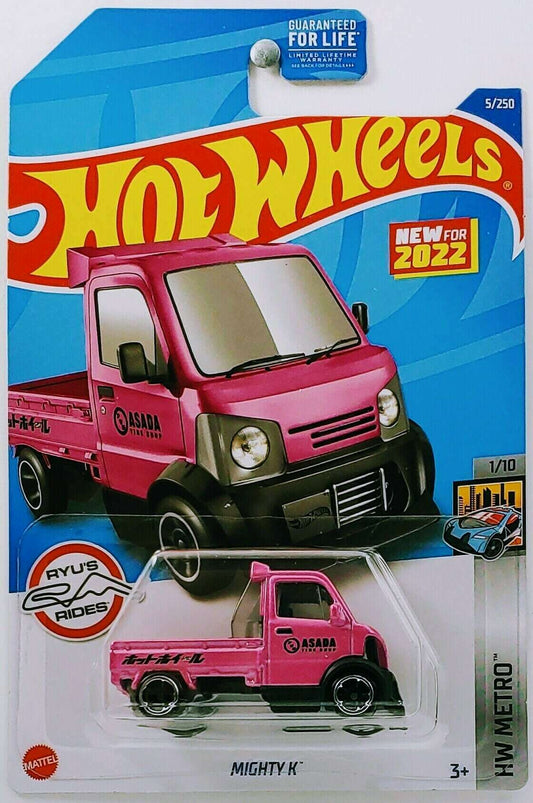 Hot Wheels 2022 - Collector # 005/250 - HW Metro 1/10 - New Models - Mighty K - Pink / 'Asada Tire Shop' - USA Card