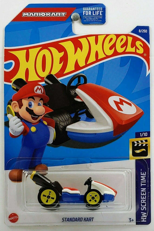 Hot Wheels 2022 - Collector # 008/250 - HW Screen Time 1/10 - Standard Kart (Mariokart) - Red, White & Blue - USA