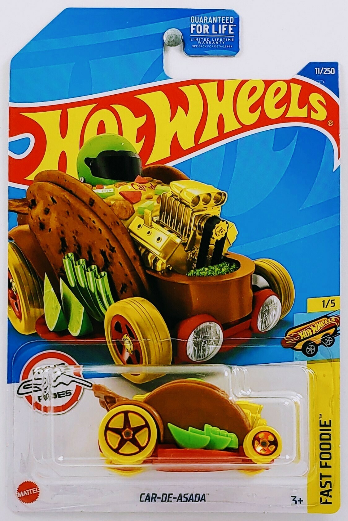 Hot Wheels 2022 - Collector # 011/250 - Fast Foodie 1/5 - Car-De-Asada - Brown / Taco - USA