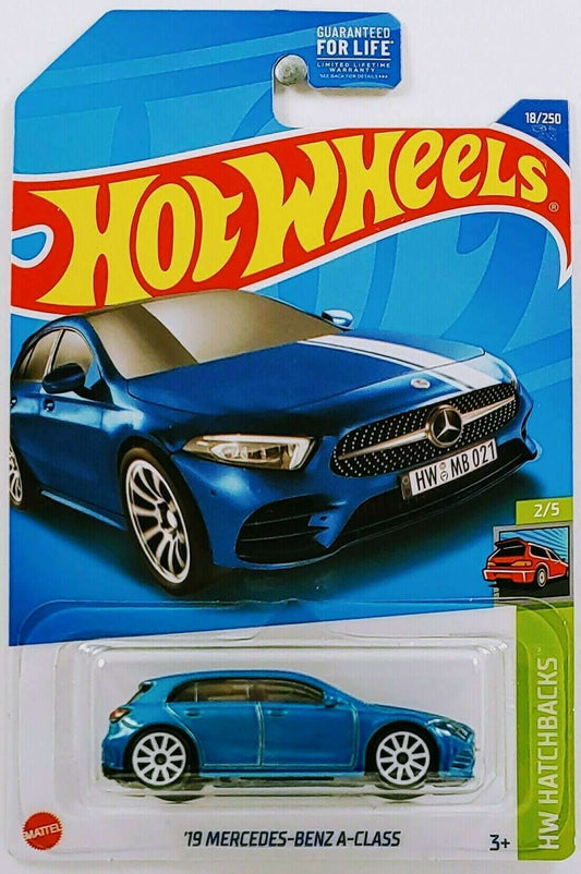Hot Wheels 2022 - Collector # 018/365 - HW Hatchbacks 2/5 - '19 Mercedes-Benz A-Class - Blue - USA Card