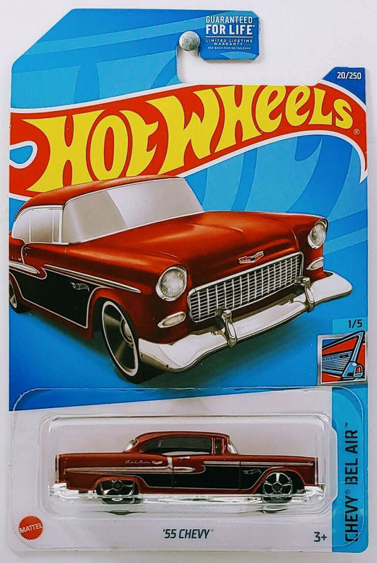 Hot Wheels 2022 - Collector # 020/250 - Chevy Bel Air 1/5 - '55 Chevy - Dark Red - USA