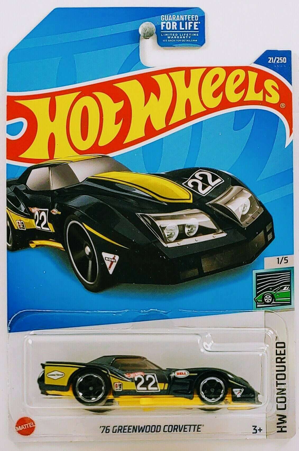 Hot Wheels 2022 - Collector # 021/250 - HW Contoured 1/5 - '76 Greenwood Corvette - Dark Blue
