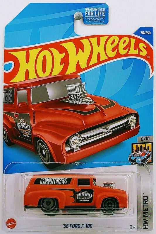 Hot Wheels 2022 - Collector # 076/250 - HW Metro 8/10 - '56 Ford F-150 - Matte Red / Mooneyes
