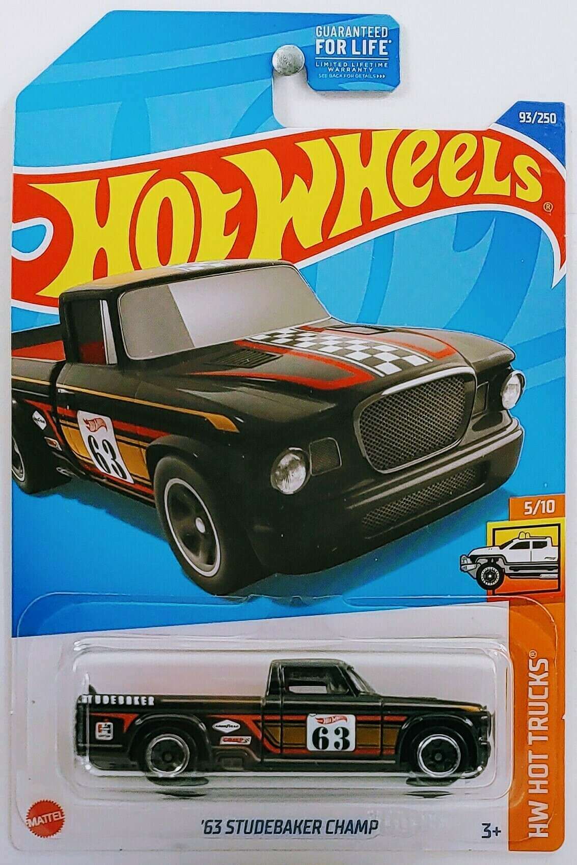 Hot Wheels 2022 - Collector # 093/250 - HW Hot Trucks 5/10 - '63 Studebaker Champ - Black - USA Card