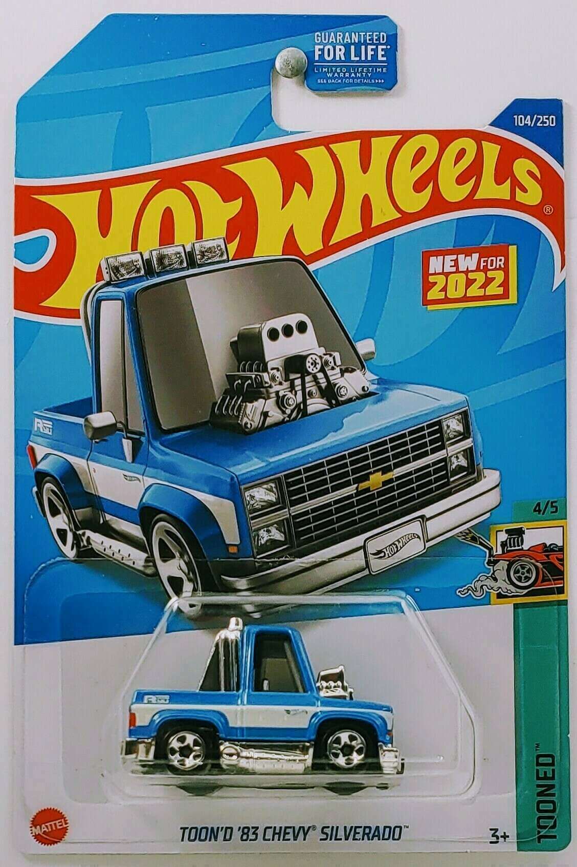 Hot Wheels 2022 - Collector # 104/250 - Tooned 4/5 - New Models - Toon'd '83 Chevy Silverado - Blue - USA