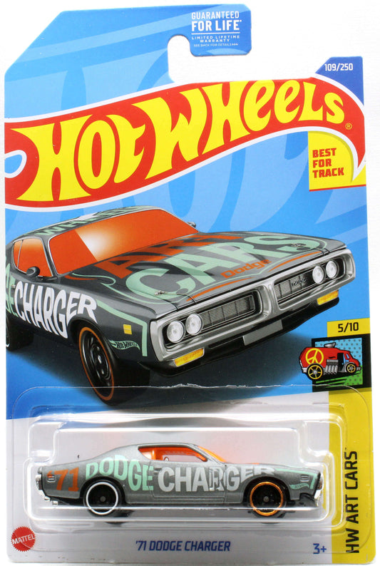 Hot Wheels 2022 - Collector # 109/250 - HW Art Cars 5/10 - '71 Dodge Charger - Gray - USA